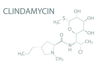 Obraz premium Clindamycin molecular skeletal chemical formula.