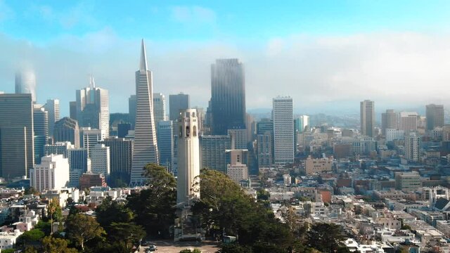 Aerial of TransAmerica Building, Financial District, San Francisco