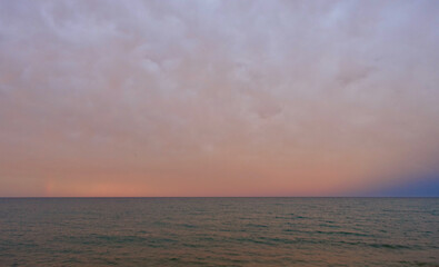 Dramatic Sunset Sky Over Lake Michigan