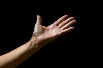 Fototapeta premium mão isolada com fundo preto