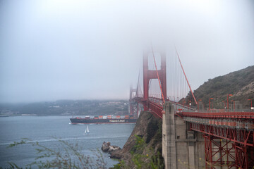Golden Gate Bridge in the clouds, San Francisco, CA
