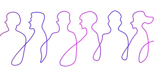 Connected Colorful Persons Silhouettes. Abstract ! of Connect People on white  background.  Diversity, Contemporary and Communication Concept Creative Idea	