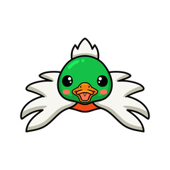 Cute little duck cartoon flying