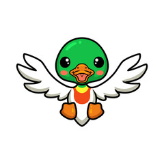 Cute little duck cartoon flying