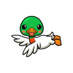 Cute little duck cartoon flying