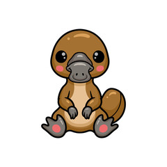 Cute baby platypus cartoon sitting