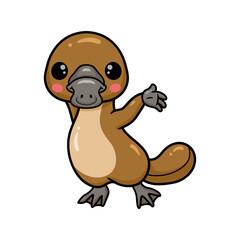 Cute baby platypus cartoon standing