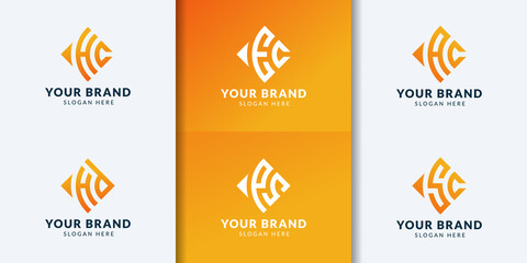 Set of abstract monogram letter logo templates. icons for fashion, sports, luxury business.