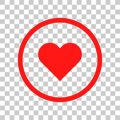 Round circle and heart icon isolated on transparent background. Vector.