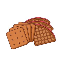 Brown waffle cake illustration design