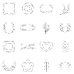 Ear corn set icons in outline style isolated on white background