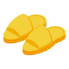 Yellow slippers icon isometric vector. Home slipper. Footwear shoe