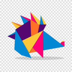 Porcupine origami. Abstract colorful vibrant Porcupine logo design. Animal origami. Vector illustration