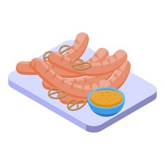 Germany sausage icon isometric vector. Cuisine food. Chef cheese