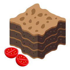 Chocolate lasagne icon isometric vector. Lasagna pasta. Italian food