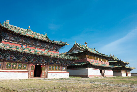 KHARKORIN, MONGOLIA - Jun 28 2017: Erdene Zuu Monastery (World Heritage Site) in Kharkhorin (Karakorum), Mongolia. It is part of the Orkhon Valley Cultural Landscape World Heritage Site.