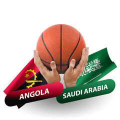 Basketball competition match, national teams angola vs saudi arabia