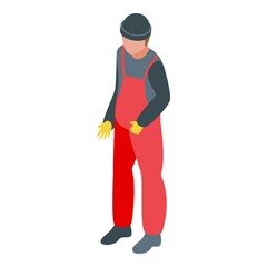 Fishing man icon isometric vector. Seaside beach. Coast ocean