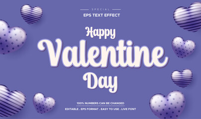 Text effect happy valentine's day with love balloons and color of the year