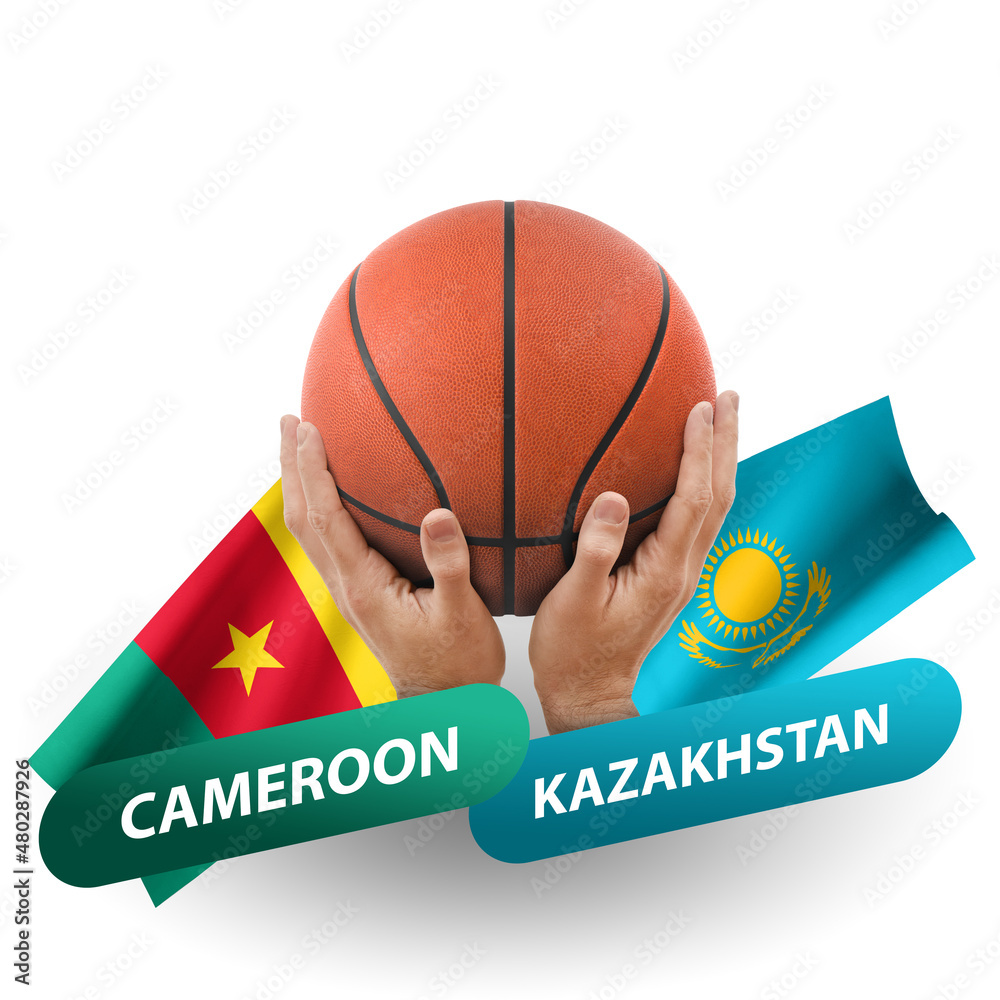 Wall mural basketball competition match, national teams cameroon vs kazakhstan