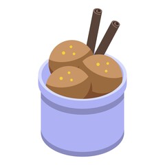 Gelato icon isometric vector. Cream sundae. Scoop bowl