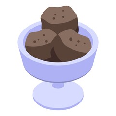 Sundae icon isometric vector. Cream scoop. Cup dessert