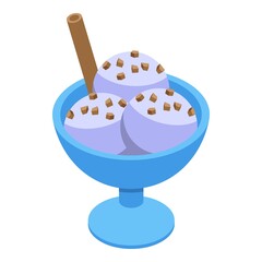 Sundae chocolate icon isometric vector. Cream bowl. Cup dessert