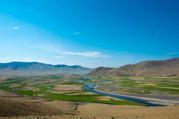 KHARKORIN, MONGOLIA - Orkhon Valley in Kharkhorin (Karakorum), Mongolia. It is part of the Orkhon Valley Cultural Landscape World Heritage Site.
