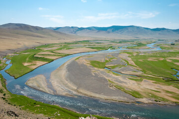 KHARKORIN, MONGOLIA - Orkhon Valley in Kharkhorin (Karakorum), Mongolia. It is part of the Orkhon Valley Cultural Landscape World Heritage Site.