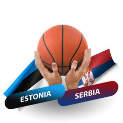 Basketball competition match, national teams estonia vs serbia