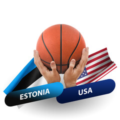 Basketball competition match, national teams estonia vs usa