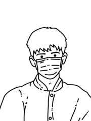 Fototapeta premium black and white of cute man cartoon for coloring