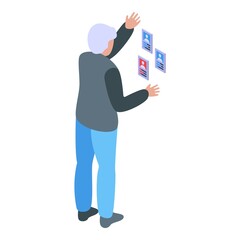 Seek online work icon isometric vector. Job search. Company agency