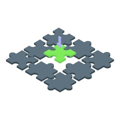 Puzzle solution icon isometric vector. Idea business. Social report