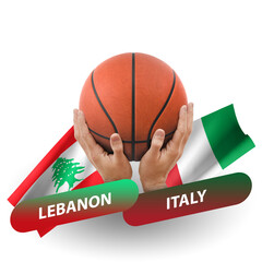 Basketball competition match, national teams lebanon vs italy
