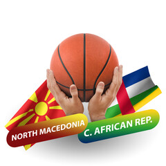 Fototapeta premium Basketball competition match, national teams north macedonia vs central african republic