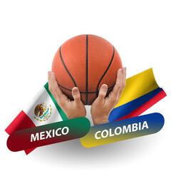 Basketball competition match, national teams mexico vs colombia