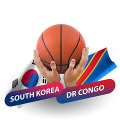 Basketball competition match, national teams south korea vs dr congo