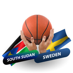 Basketball competition match, national teams south sudan vs sweden