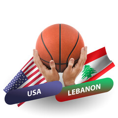 Basketball competition match, national teams usa vs lebanon