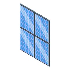 Solar panel window icon isometric vector. Sun system. Roof city