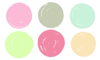 rounded brush stroke texture collections in pastel color. set of circular patterns in vector for a frame, border, or copy space. a versatile element for any use.