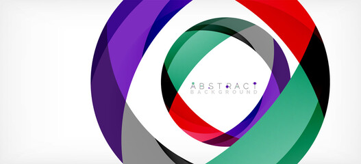 Obraz premium Color circle shapes, minimal geometric background. Trendy dynamic composition. Vector Illustration For Wallpaper, Banner, Background, Landing Page