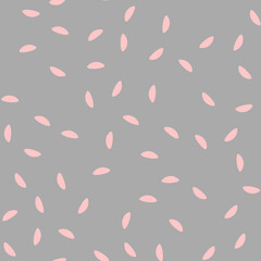 Seamless pattern with spots. Abstract geometric pattern with pink specks on a grey background. Random, chaotic pastel background with cute dots.