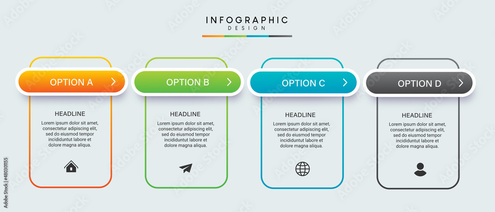 Poster steps business timeline process infographic template design with icons