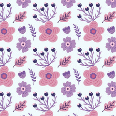 seamless pattern with spring bloomy flowers