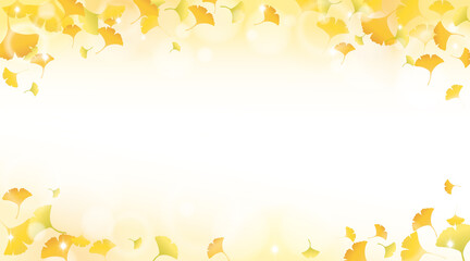  Yellow gingko leaves with sunlight background
