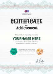 Certificate template with guilloche style in vector illustration.