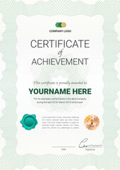 Certificate template with guilloche style in vector illustration.