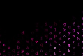 Dark pink vector texture with ABC characters.